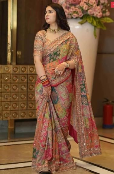 Saffron Halo Saree image 2