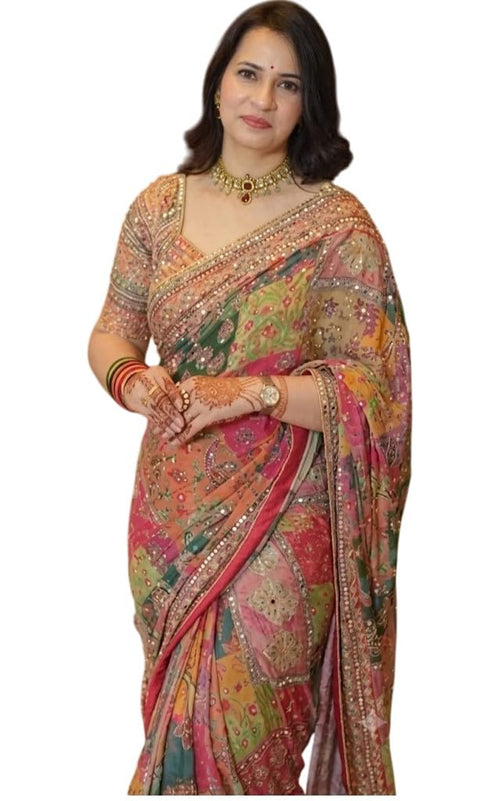 Saffron Halo Saree image 1