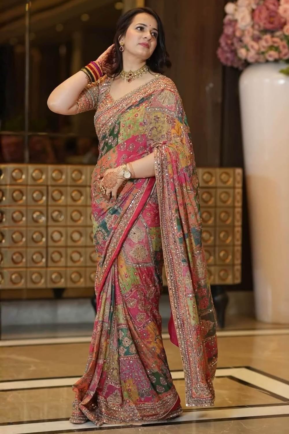 Saffron Halo Saree image 3