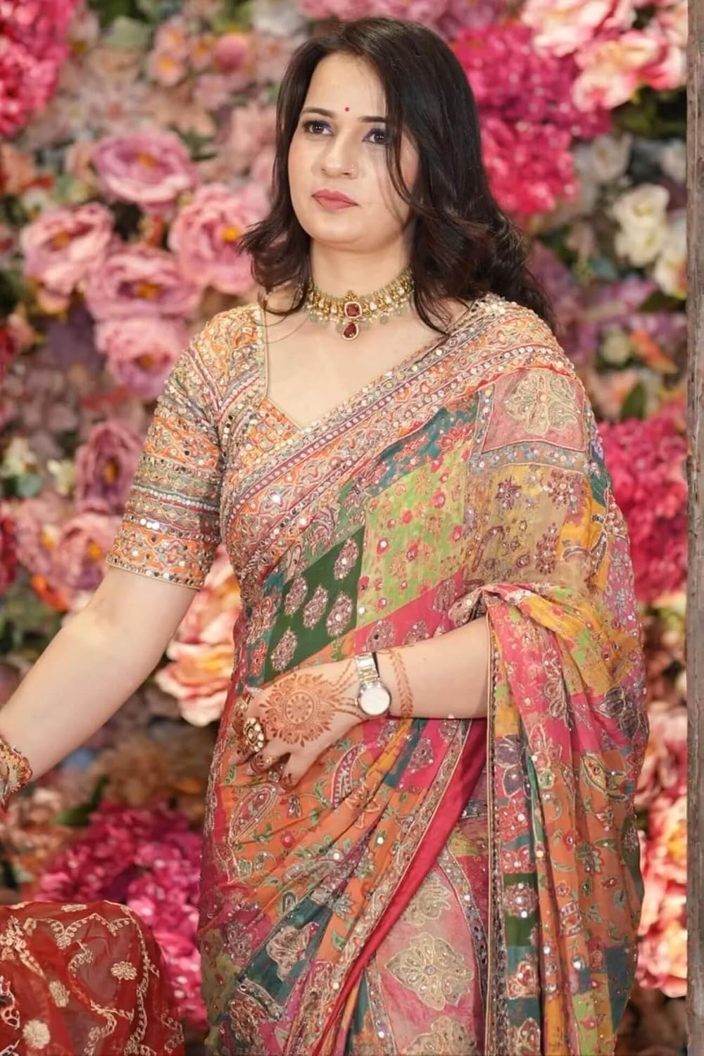 Saffron Halo Saree image 5